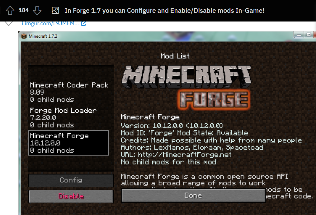 disable mods in minecraft