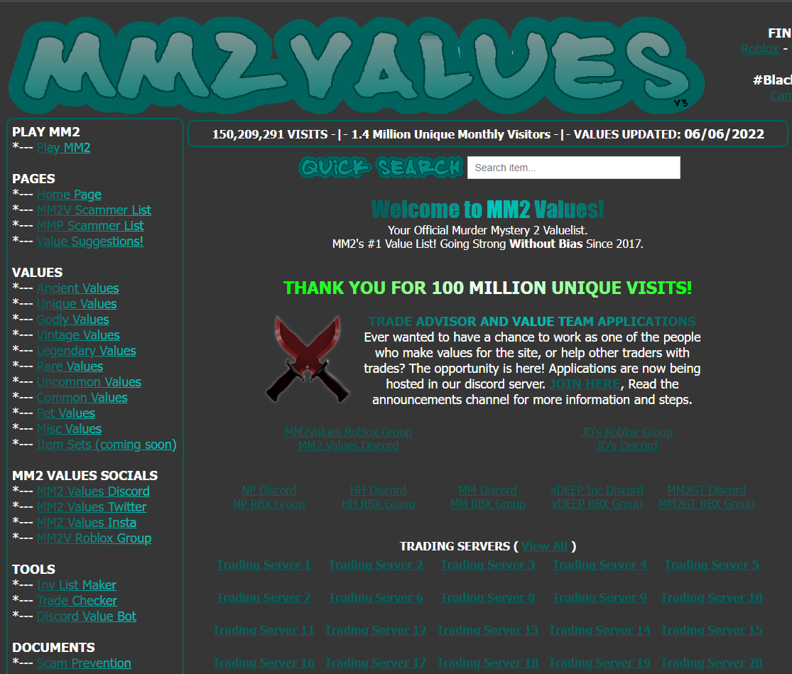 mm2 values list